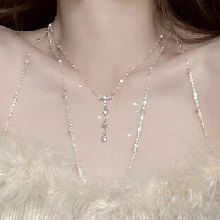 S925银身体链胸链性感高级感锁骨链后背链项链女生2025年新款爆款