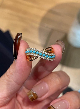 爆闪仿绿松石交错戒指女2026新款