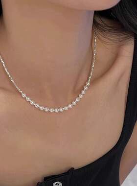 碎银珍珠项链女春夏百搭锁骨链