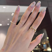 简约金色珠珠戒指女小众设计轻奢高级感叠戴食指戒2025年新款 指环