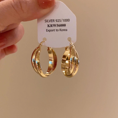 几何交叉双环素圈耳扣女2025新款