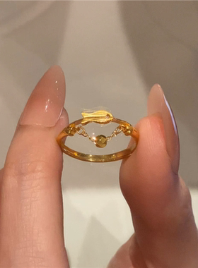 金色小鱼戒指女2026新款精致气质