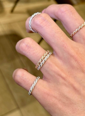 极细麻花素圈戒指女轻奢高级感