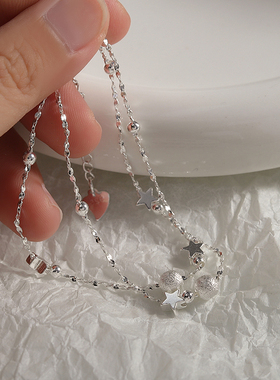 S925纯银星星双层叠戴手链女夏