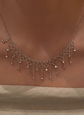 S925纯银蕾丝流苏项链女