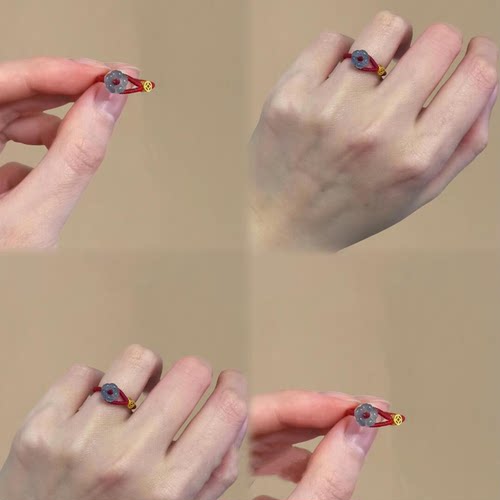 新中式有钱花金币红绳戒指