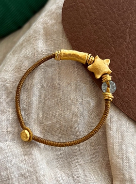 金色星星编织棕绳手链女小众设计