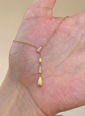 金色拉丝水滴项链女款2025新款
