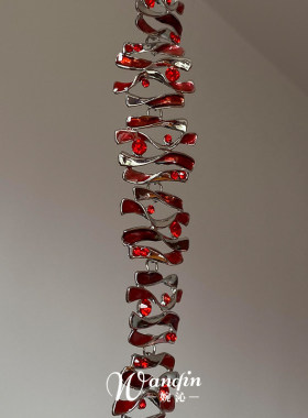 红色滴油不规则几何手链2026新款