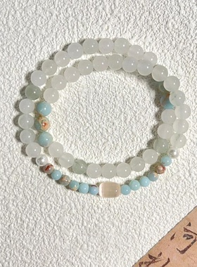 天山翠寿山石串珠手链女款