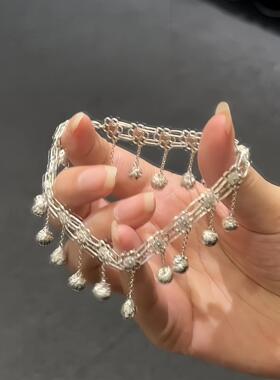 银色铃铛脚链女轻奢小众设计感