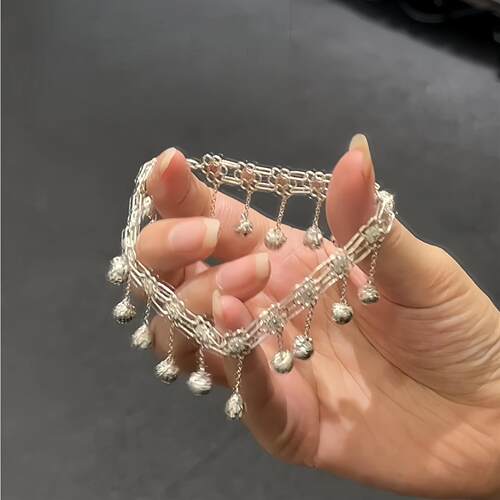 银色铃铛脚链女轻奢小众设计感