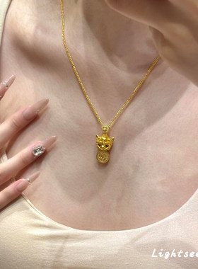 金色钱币貔貅项链高级感轻奢小众
