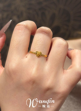 金色爱心戒指女轻奢高级感新年