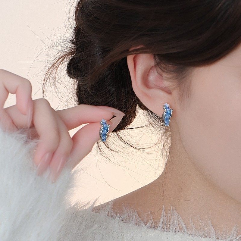 蓝色仿水晶耳扣轻奢小众设计高级感耳环女款绝美气质时尚精致耳饰,饰品/流行首饰/时尚饰品新,耳环,淘宝优惠券,粉丝福利购,淘宝优惠卷