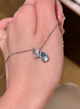 蝴蝶蓝水滴项链女2026新爆款颈链