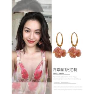 钟楚曦马尔代夫同款花朵耳环女2026新爆款独特漂亮耳圈巨好看耳饰