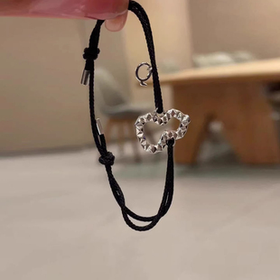 银色葫芦黑色编绳手链女生款轻奢小众精致高级感手绳气质百搭手饰