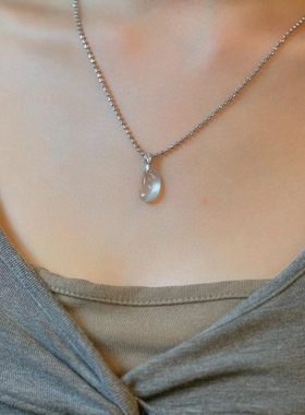 冰透水滴吊坠项链女2026新款