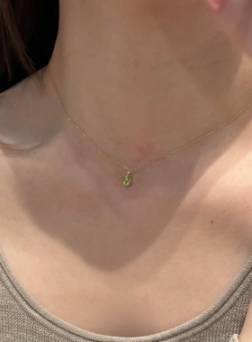 橄榄绿水滴项链女配饰精致颈链