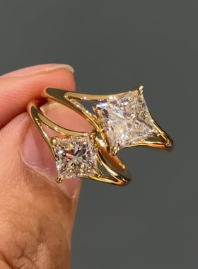 爆闪公主仿方钻戒指女2025新款