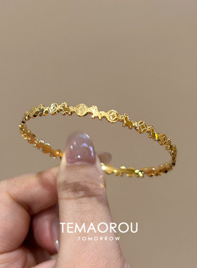 金色小马金铜钱手镯生肖马镯子