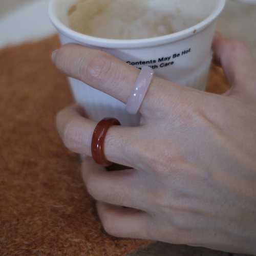 仿红玛瑙白玉髓戒指女小众设计