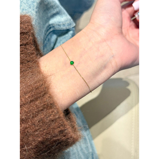 新中式仿祖母绿水滴极细金色手链女款轻奢小众精致高级感叠戴手串