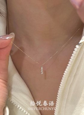 圆形仿排钻水滴项链高级感小众