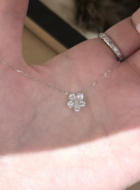银色迷你花朵项链轻奢小众设计感