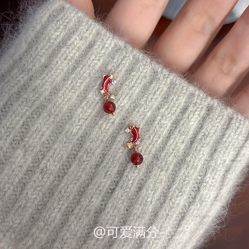 新中式红色锦鲤耳钉女2026马年本命年耳环国风精致新年氛围感耳饰,饰品/流行首饰/时尚饰品新,耳钉,淘宝优惠券,粉丝福利购,淘宝优惠卷