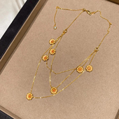 vintager中古钛钢金色小雏菊多层叠戴项链女款 2025新爆款 锁骨颈链