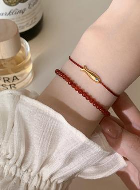 红玛瑙手链红锦鲤手绳叠戴手饰