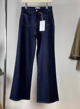 保暖不臃肿FD25高腰加绒宽松阔腿牛仔裤长裤前口袋直筒显瘦显腿长