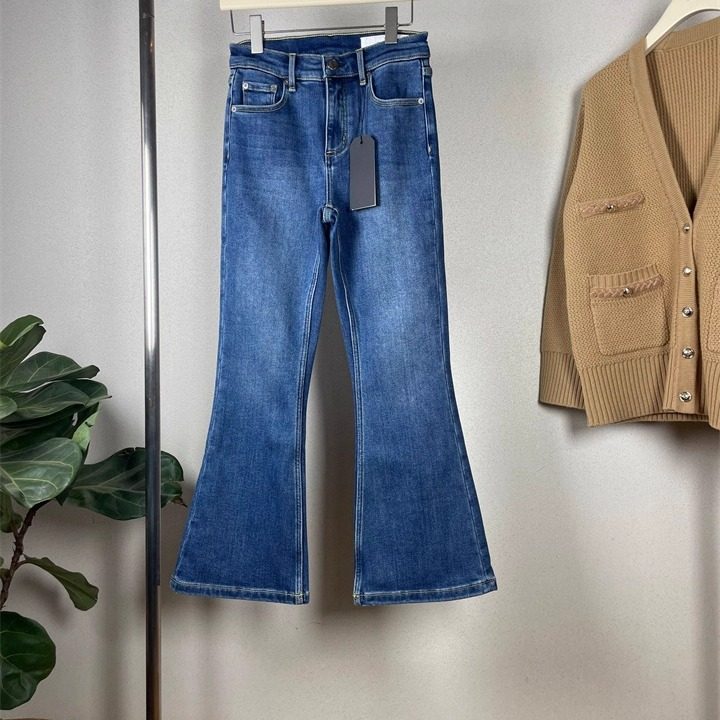 加绒微喇叭九分牛仔裤小个子显瘦