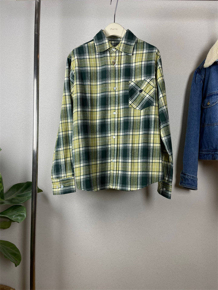 满眼心动~北欧风小众小徽标格子衬衫时髦宽松文艺纯棉显瘦