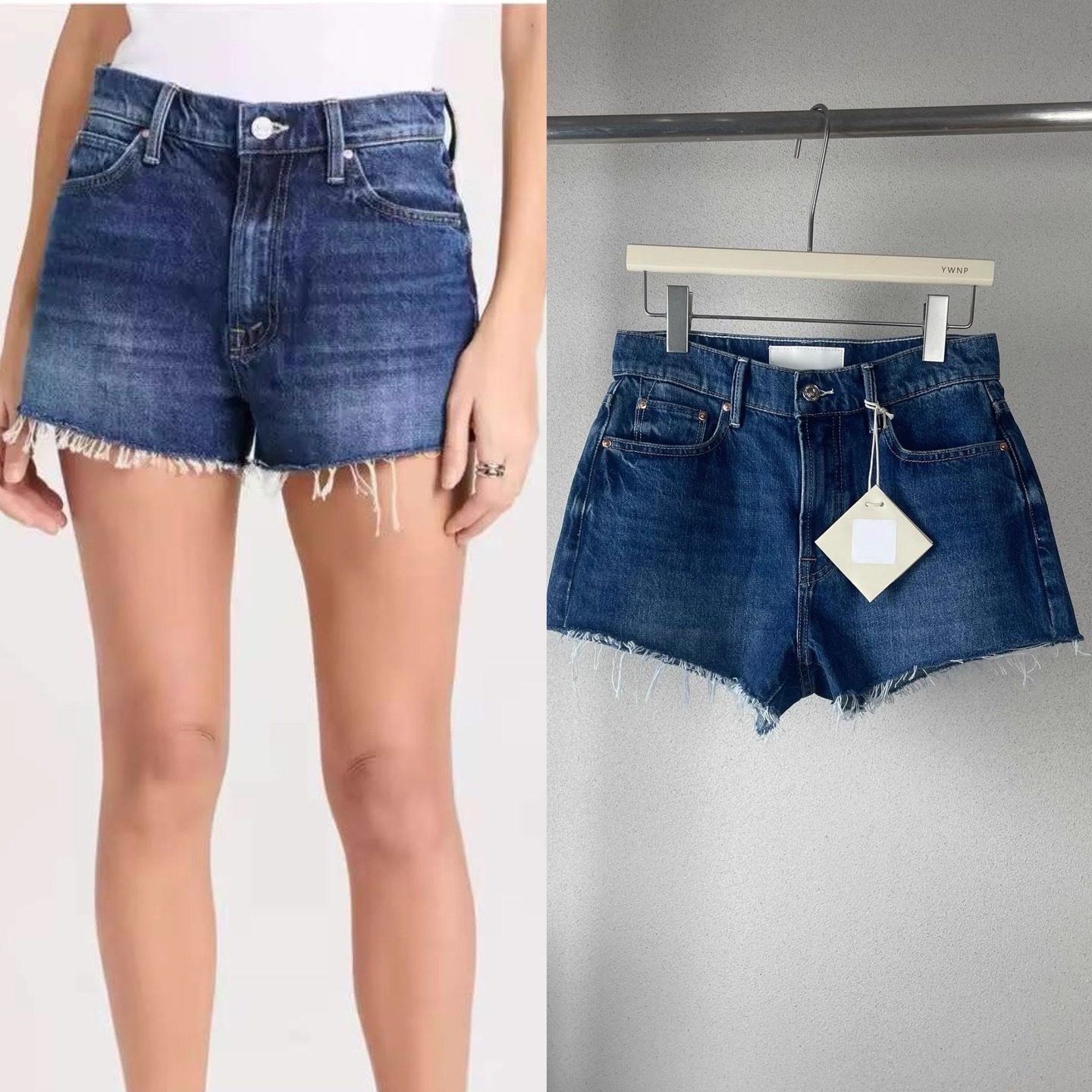 博主经典款mo高腰深蓝色毛边牛仔短裤女复古无弹显瘦热裤25夏款,女装/女士精品,牛仔裤,淘宝优惠券,粉丝福利购,淘宝优惠卷