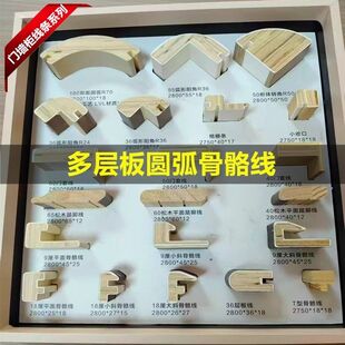 多层板门墙柜木线条圆弧骨骼线弧形柜体转角门套踢脚线免拉手格栅