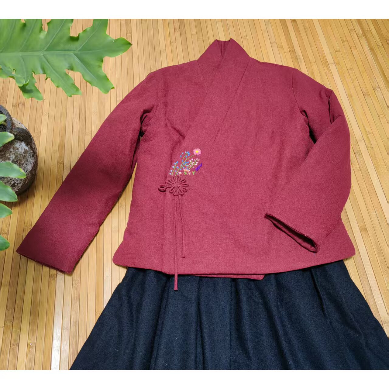 【彼岸】素荷原创 中式棉服花扣手工绣花保暖百搭复古秋冬