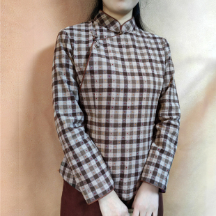 手盘扣全棉提花修身 中式 素荷原创自制 上衣 秋暖