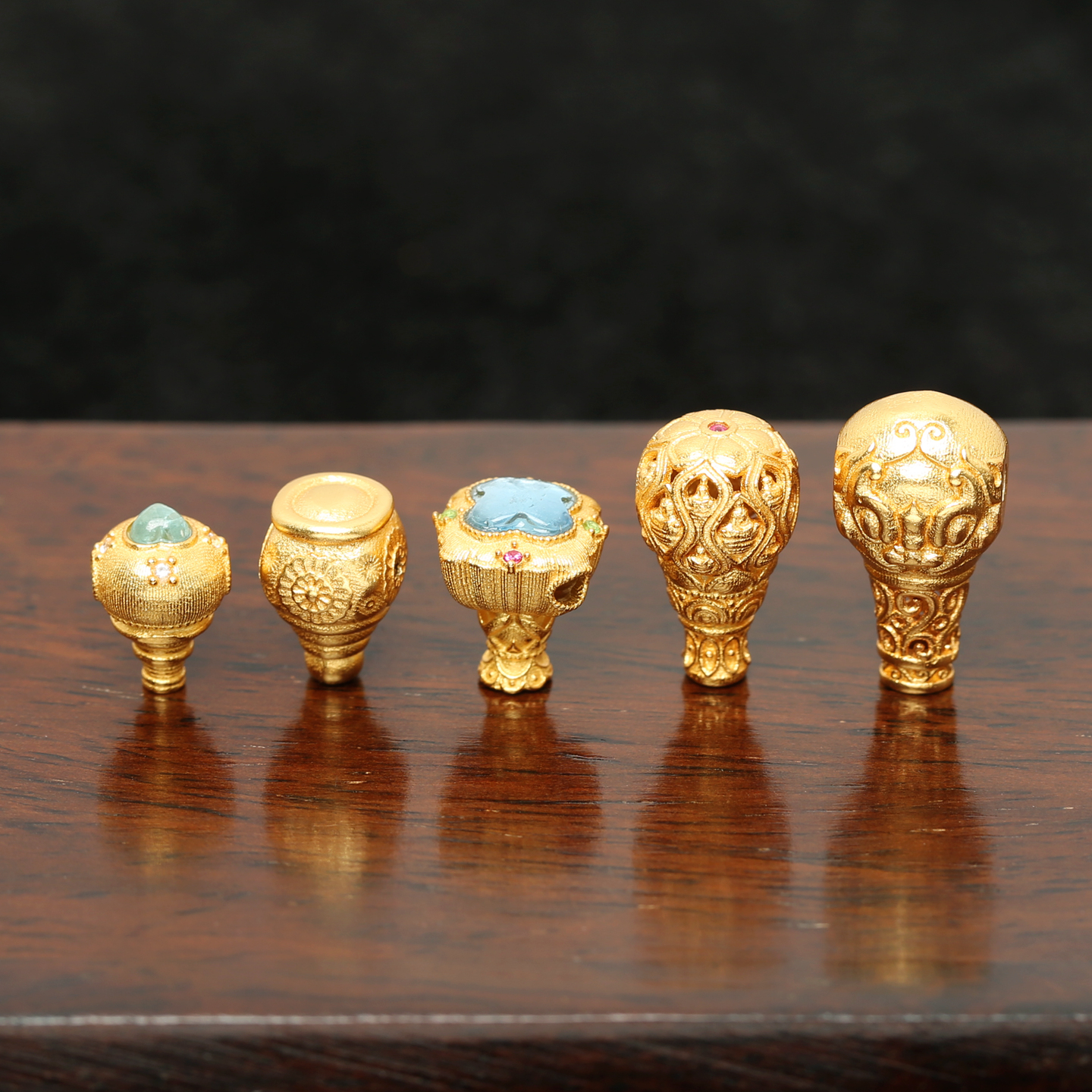 古法银镀金莲花无相佛三通配件