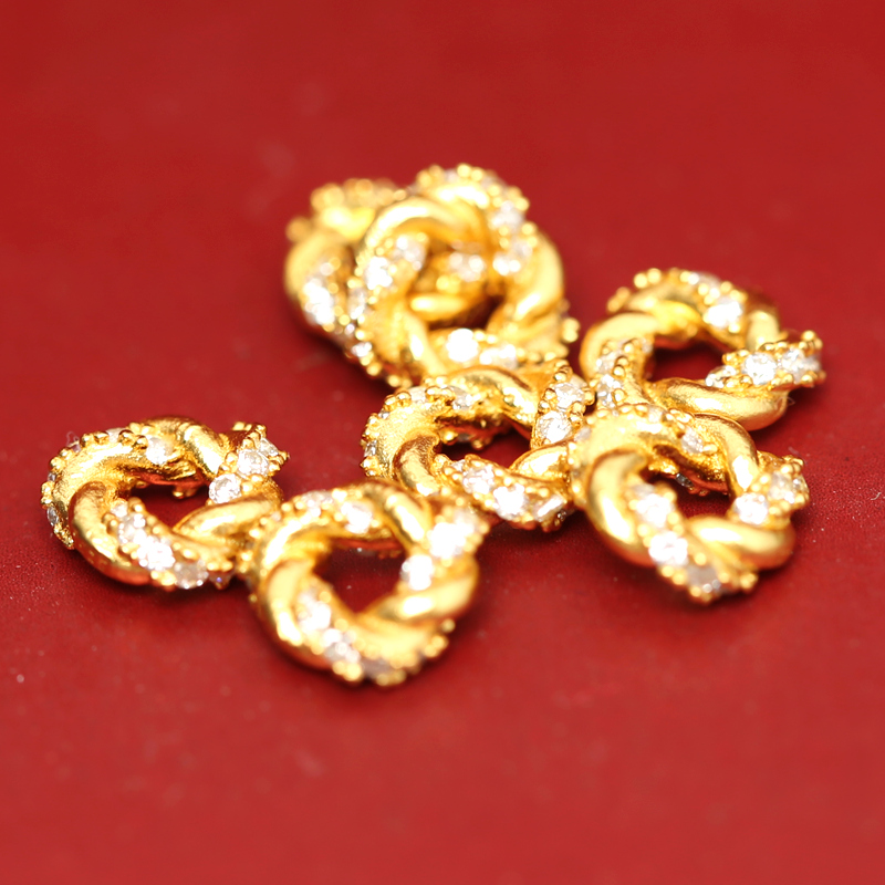 银镀金镶钻麻花纹隔片隔珠配件