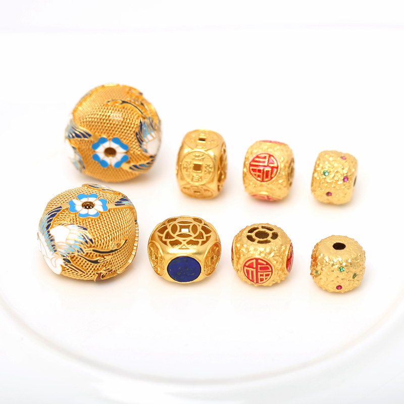 银镀金烧蓝仙鹤延年五帝钱隔珠