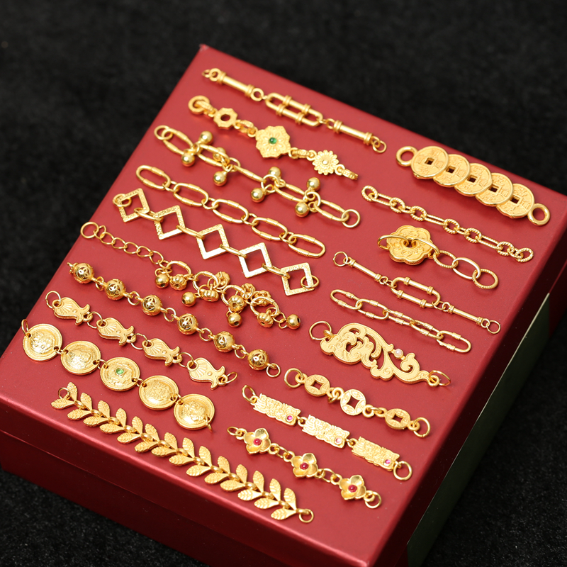 纯银五帝钱平安喜乐四叶草延长链