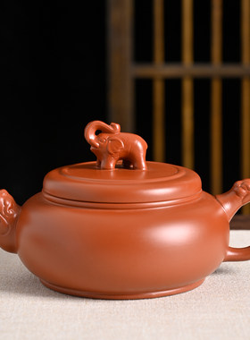 凤鸣紫砂壶手工泡茶单壶名家大红袍朱泥大容量功夫茶具礼盒装吉象