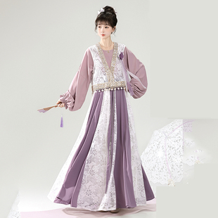 云若兮[紫云纱]波西米亚汉服日常改良圆领衫破裙2025夏季薄款旅游