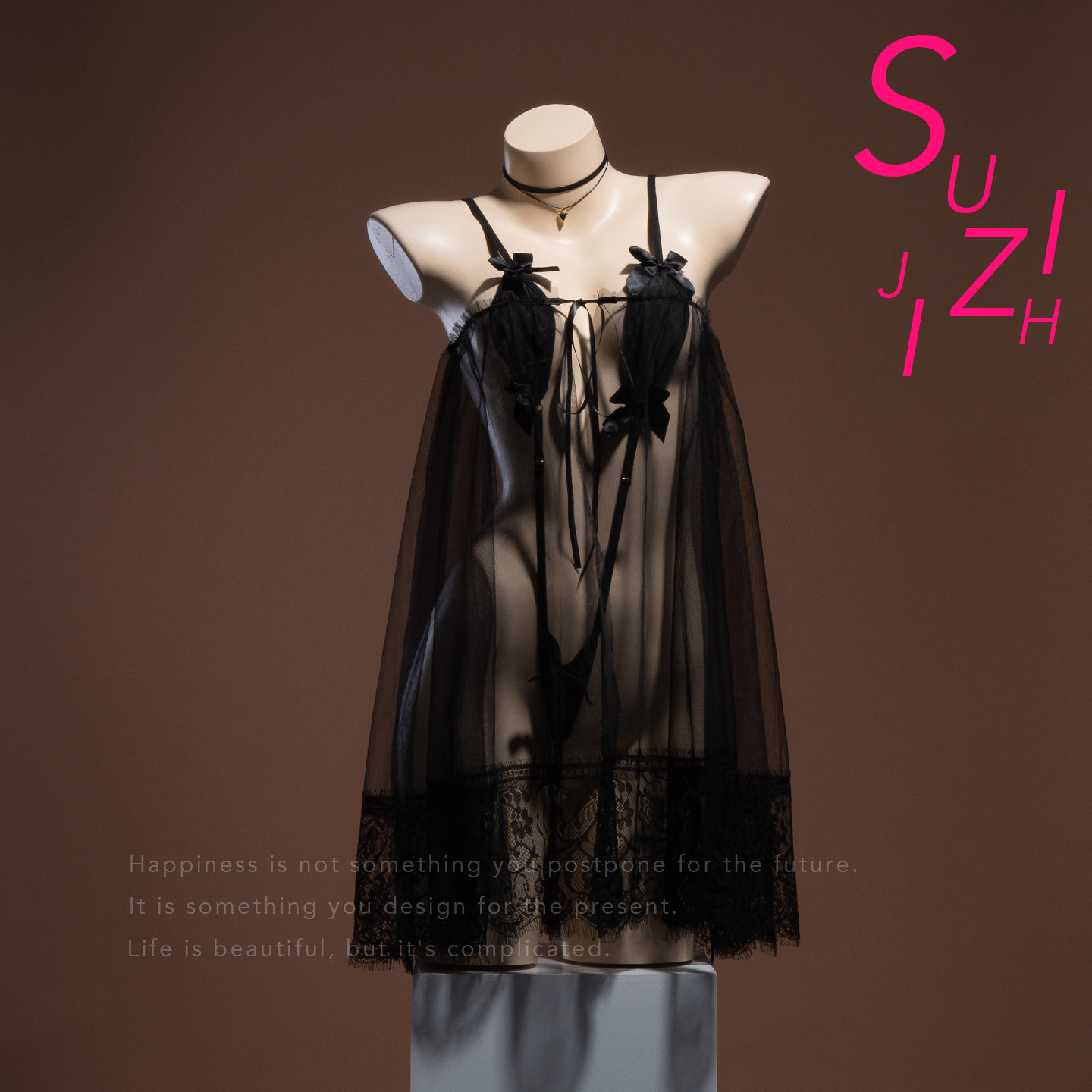 素织集 十五度灰·性感薄纱抹胸睡衣上装