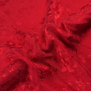 张林根大红色正绢真丝桑蚕丝国风新中式汉服旗袍马甲高端服饰面料