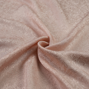 张林根窄幅正绢枝叶纹真丝桑蚕丝国风新中式汉服旗袍马甲服饰面料