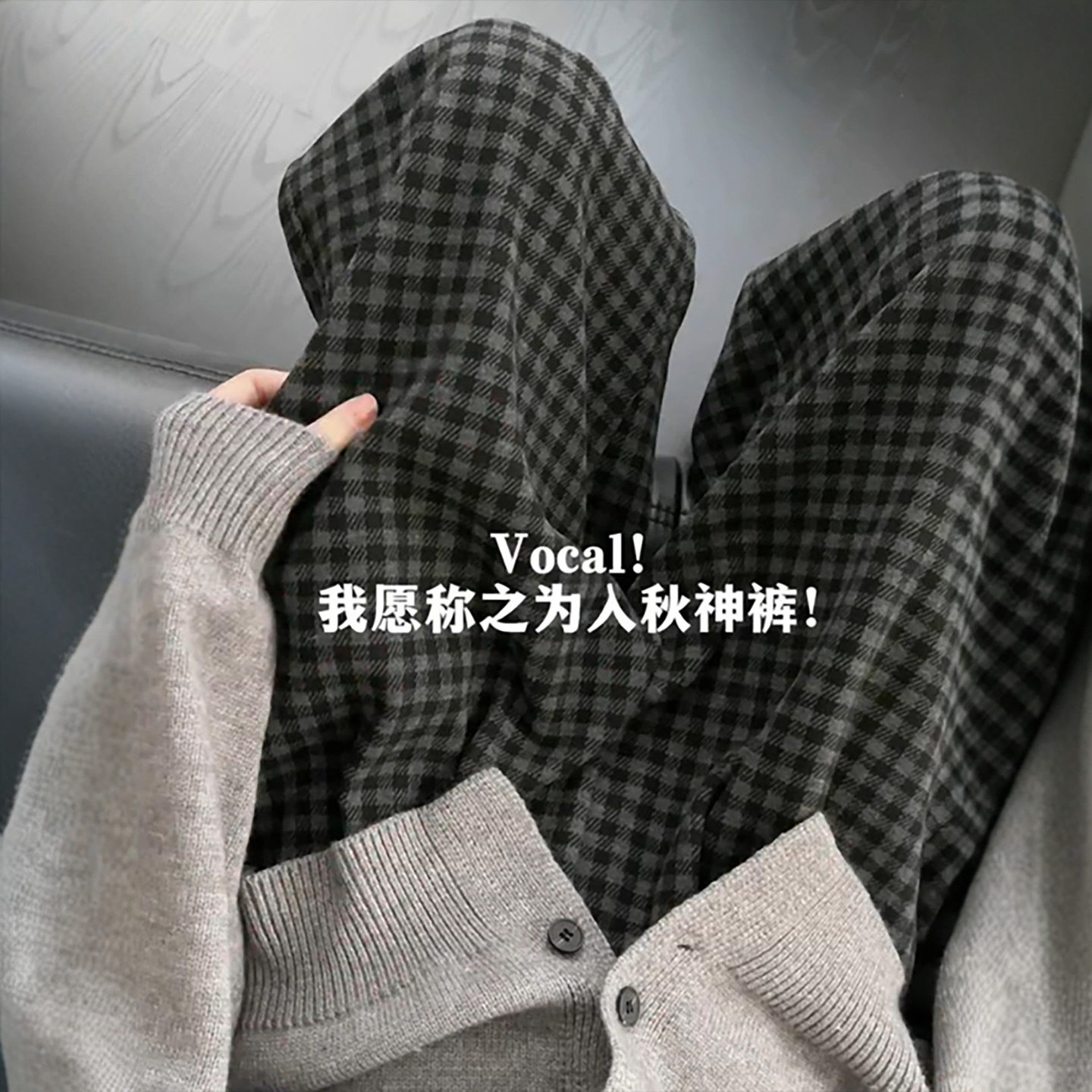 黑色格子裤子女加绒2025新款秋冬季大码宽松慵懒小个子毛呢阔腿裤